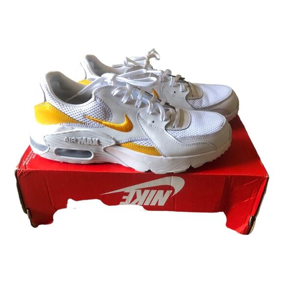 Nike Air Sleek Attractive Max Emcee Sneaker, White/White/University Gold, 8 - Picture 1 of 16